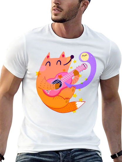 Fox Guitarist Graphic Tee - Black Cotton T-Shirt