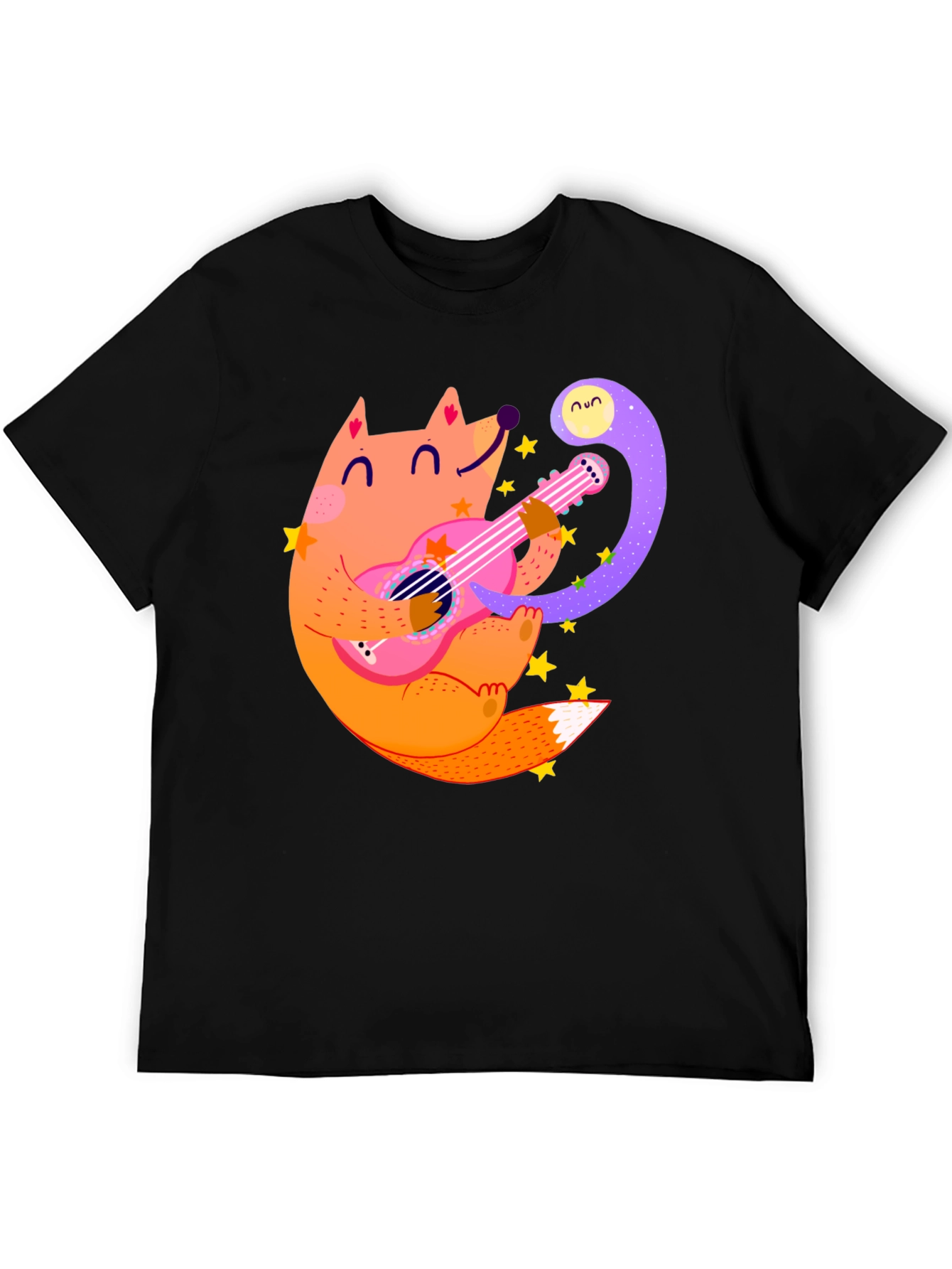 Fox Guitarist Graphic Tee - Black Cotton T-Shirt