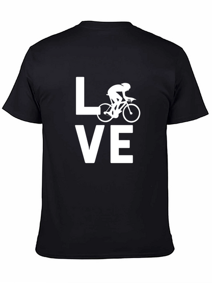 Love Cycling T-Shirt Bicycle Graphic Tee Black Cotton Top
