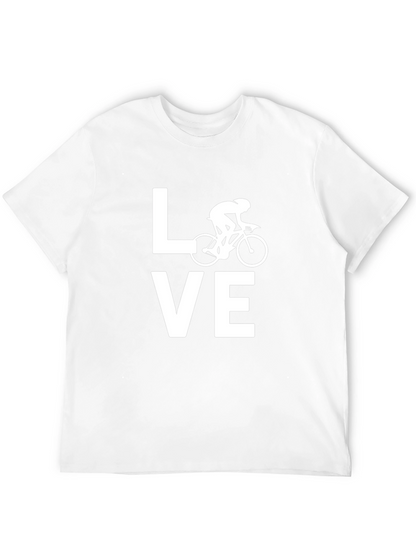 Love Cycling T-Shirt Bicycle Graphic Tee Black Cotton Top