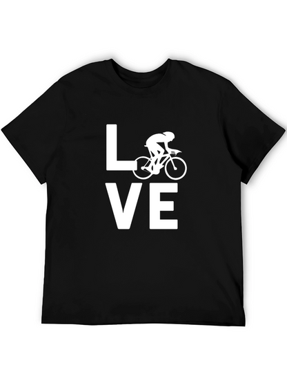 Love Cycling T-Shirt Bicycle Graphic Tee Black Cotton Top