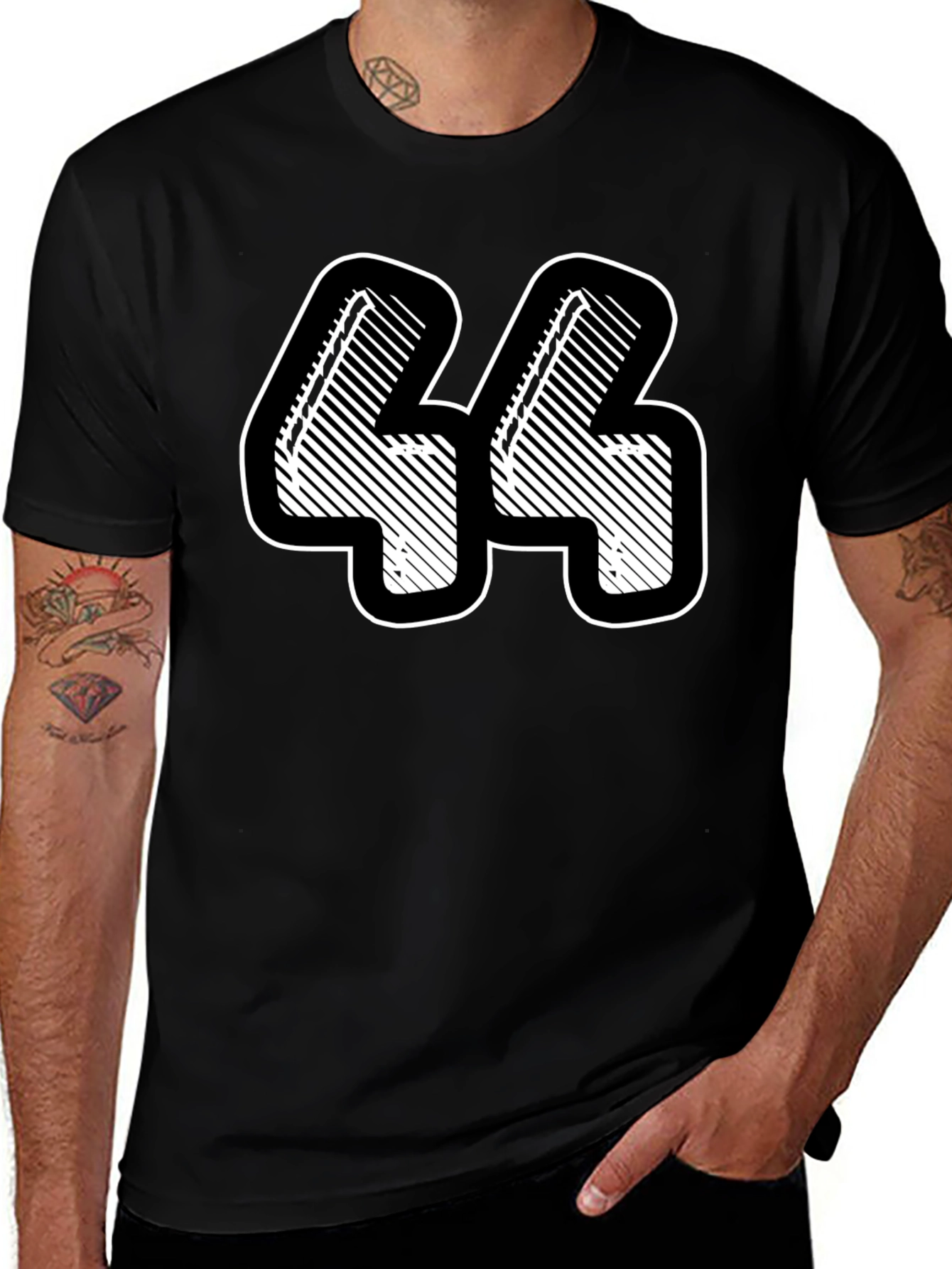 Number 44 Graphic Tee - Black Cotton Blend