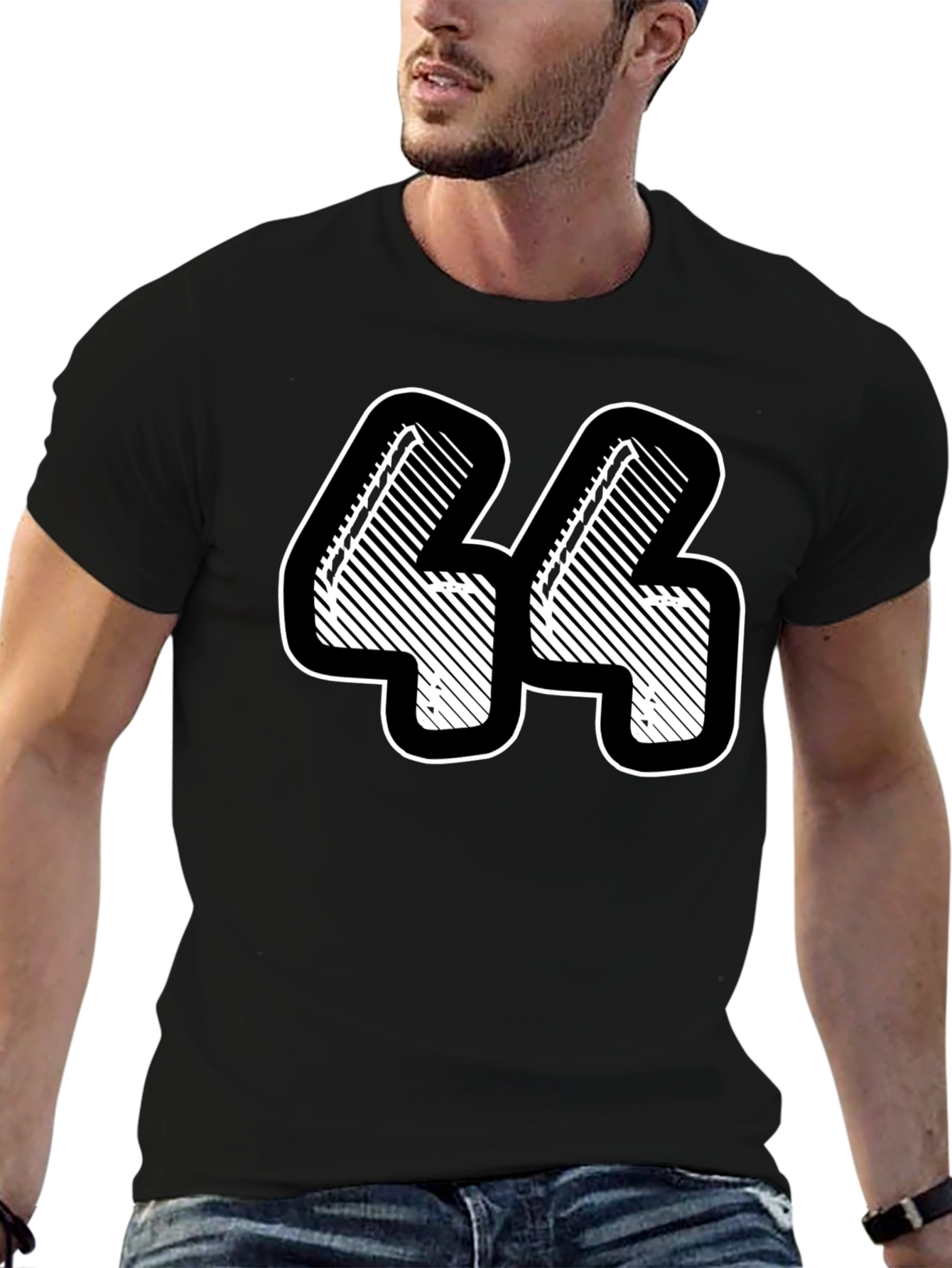 Number 44 Graphic Tee - Black Cotton Blend