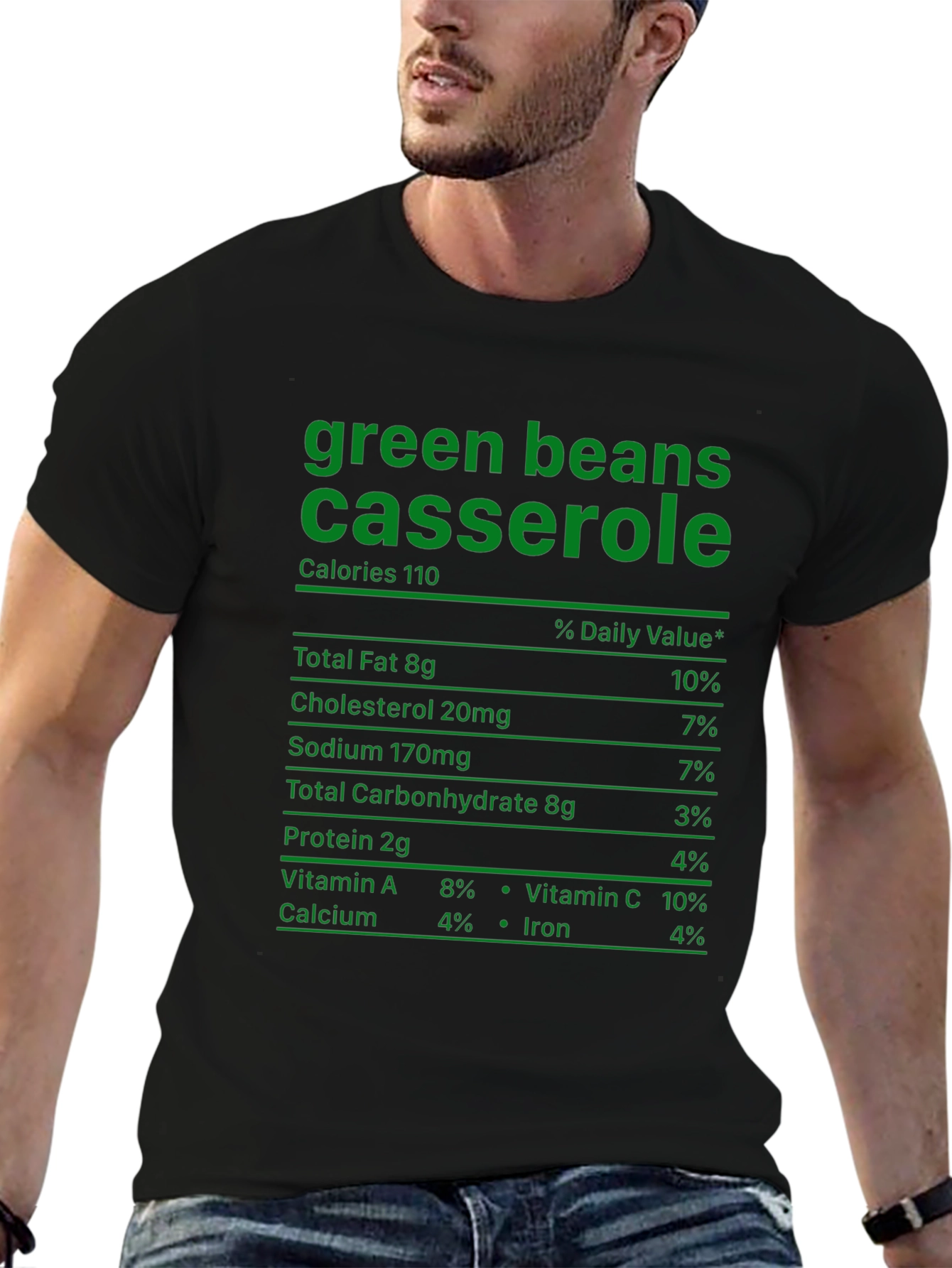 Green Bean Casserole T-Shirt - Nutrition Facts Funny Tee
