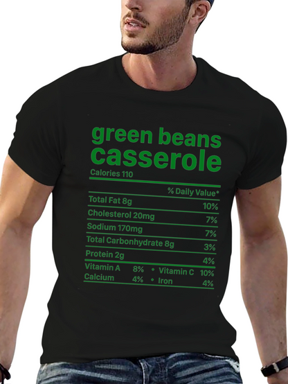 Green Bean Casserole T-Shirt - Nutrition Facts Funny Tee