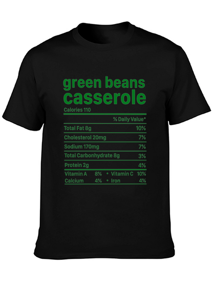 Green Bean Casserole T-Shirt - Nutrition Facts Funny Tee