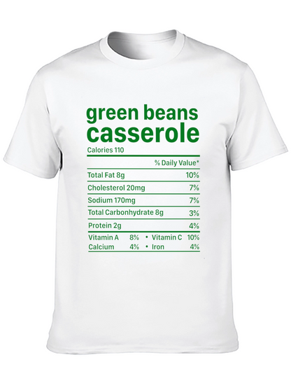 Green Bean Casserole T-Shirt - Nutrition Facts Funny Tee