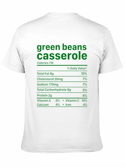 Green Bean Casserole T-Shirt - Nutrition Facts Funny Tee