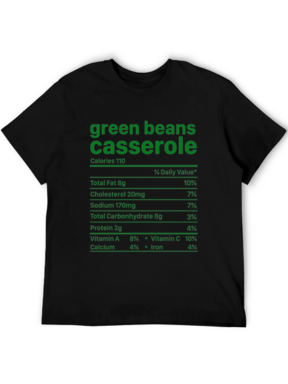 Green Bean Casserole T-Shirt - Nutrition Facts Funny Tee