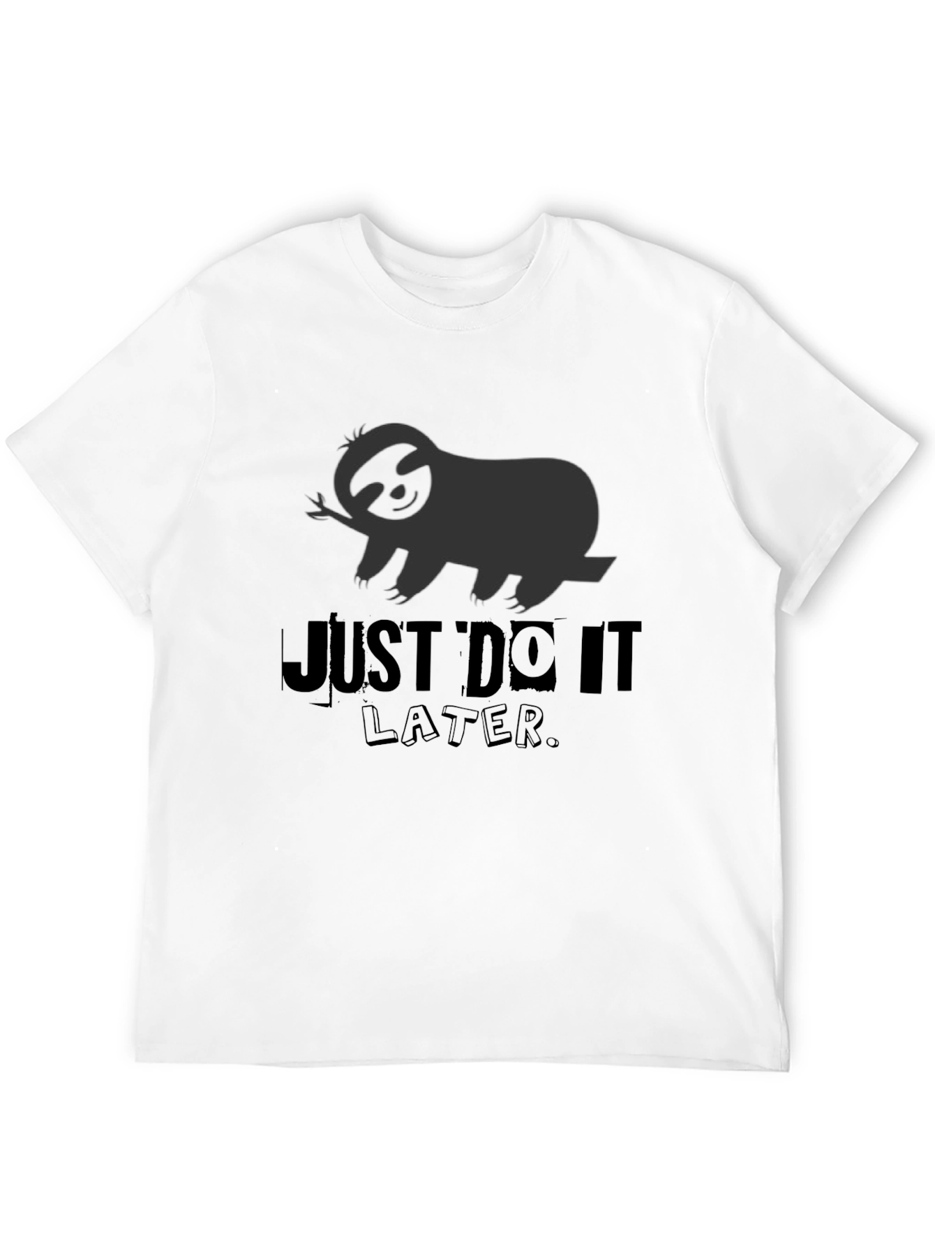 Just Do It Later Sloth Graphic Tee - Black