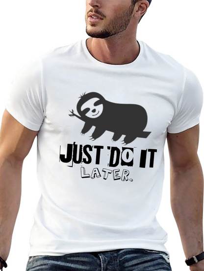 Just Do It Later Sloth Graphic Tee - Black