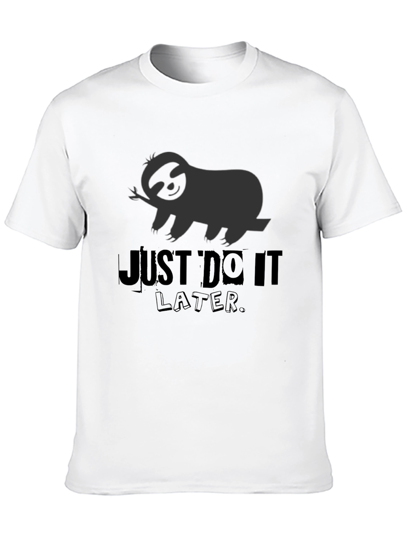 Just Do It Later Sloth Graphic Tee - Black
