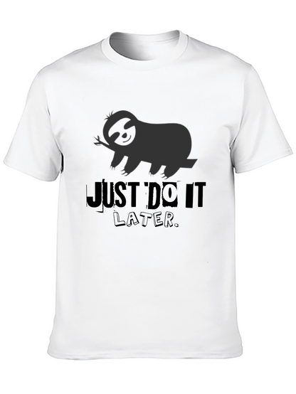Just Do It Later Sloth Graphic Tee - Black