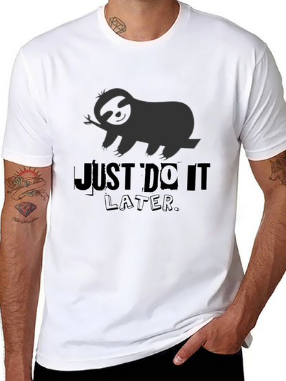 Just Do It Later Sloth Graphic Tee - Black