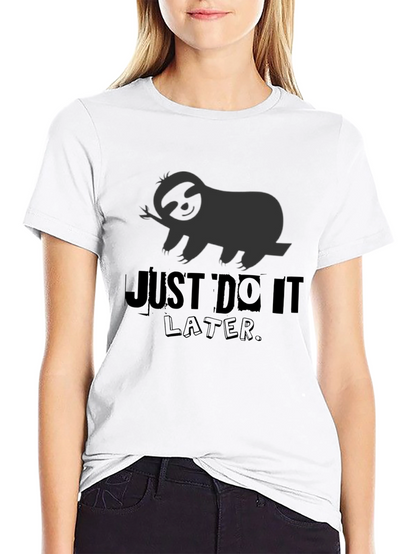Just Do It Later Sloth Graphic Tee - Black