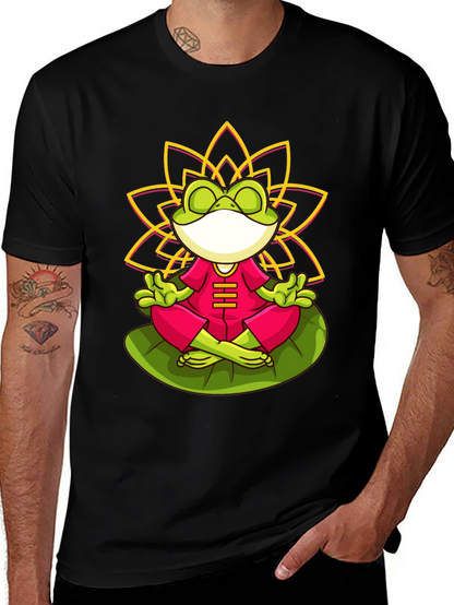 Zen Frog Lotus T-Shirt - Meditating Frog Tee