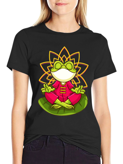 Zen Frog Lotus T-Shirt - Meditating Frog Tee