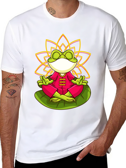 Zen Frog Lotus T-Shirt - Meditating Frog Tee