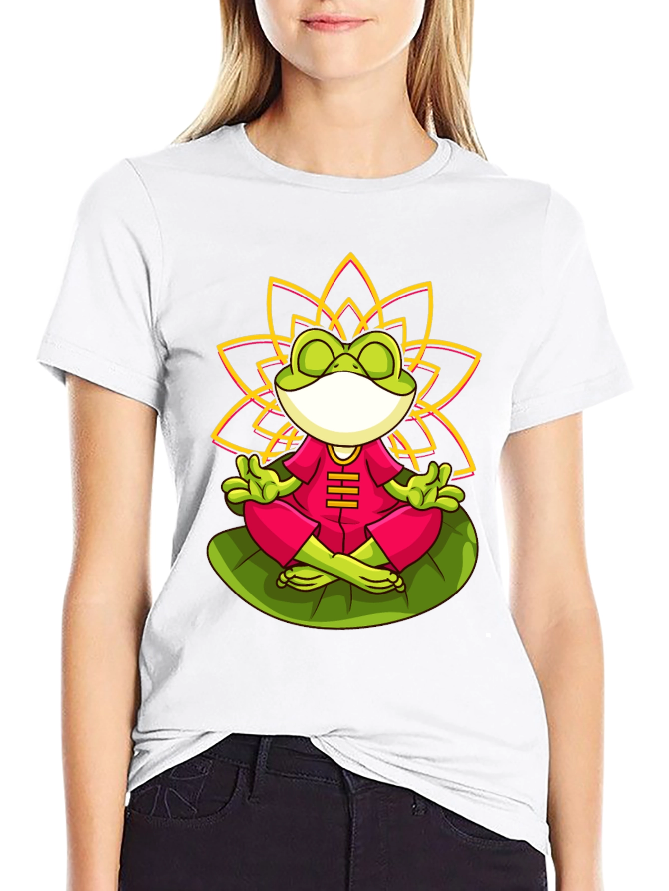 Zen Frog Lotus T-Shirt - Meditating Frog Tee