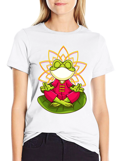 Zen Frog Lotus T-Shirt - Meditating Frog Tee