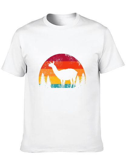 Llama Sunset Graphic Tee - Retro Style