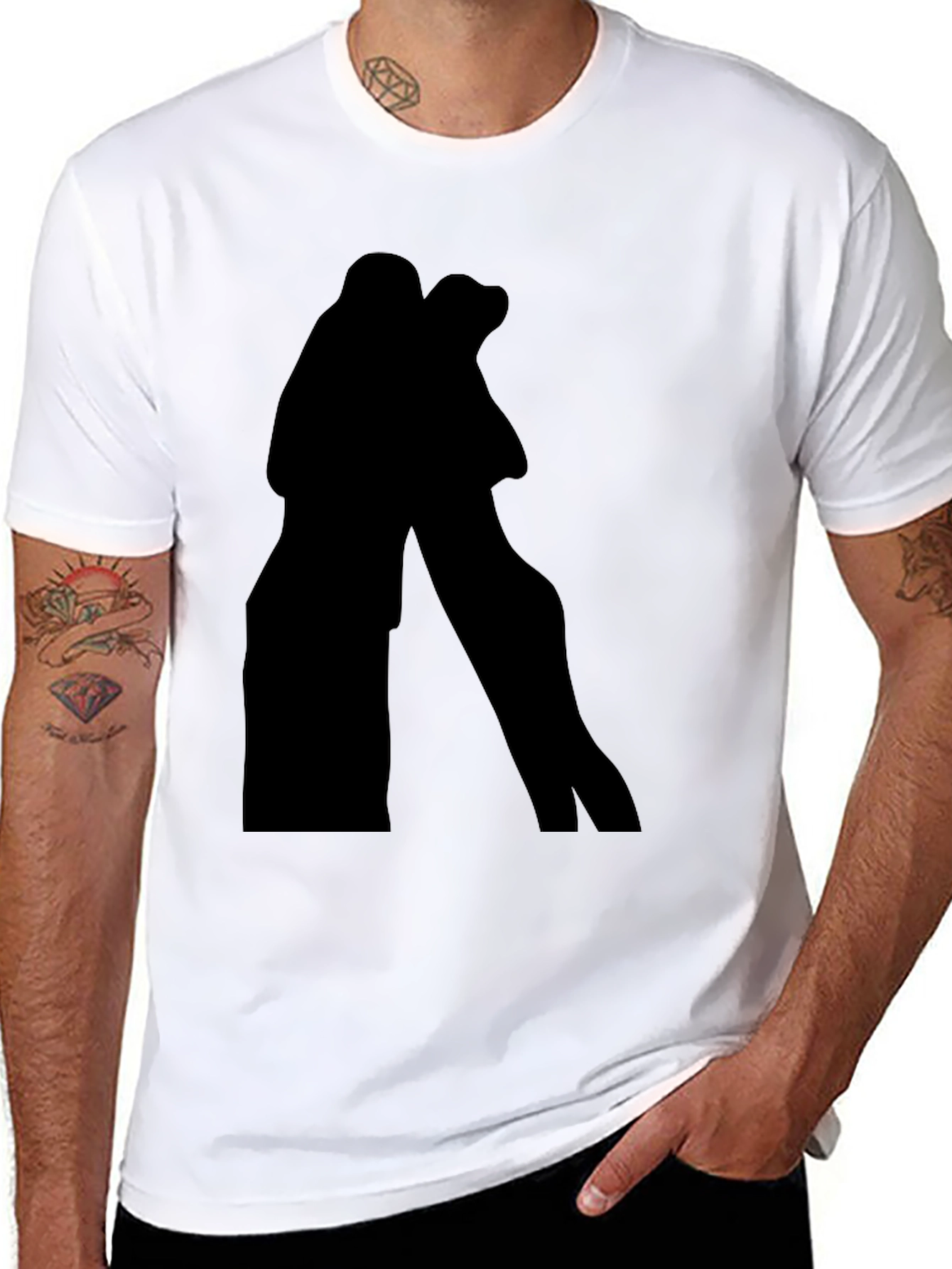 Silhouette Embrace Tee - Black Graphic T-Shirt