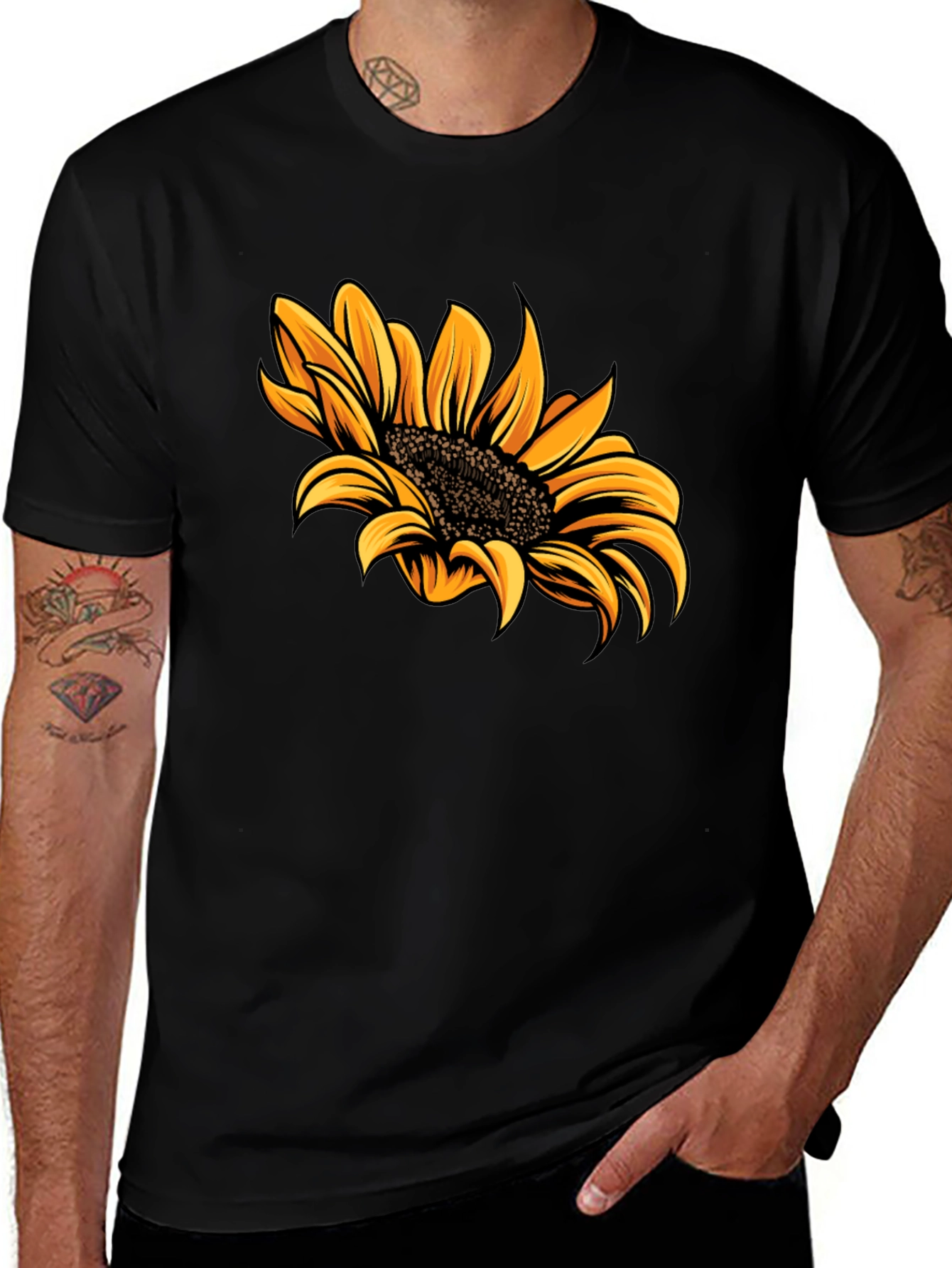 Sunflower Graphic Tee - Trendy Black T-Shirt