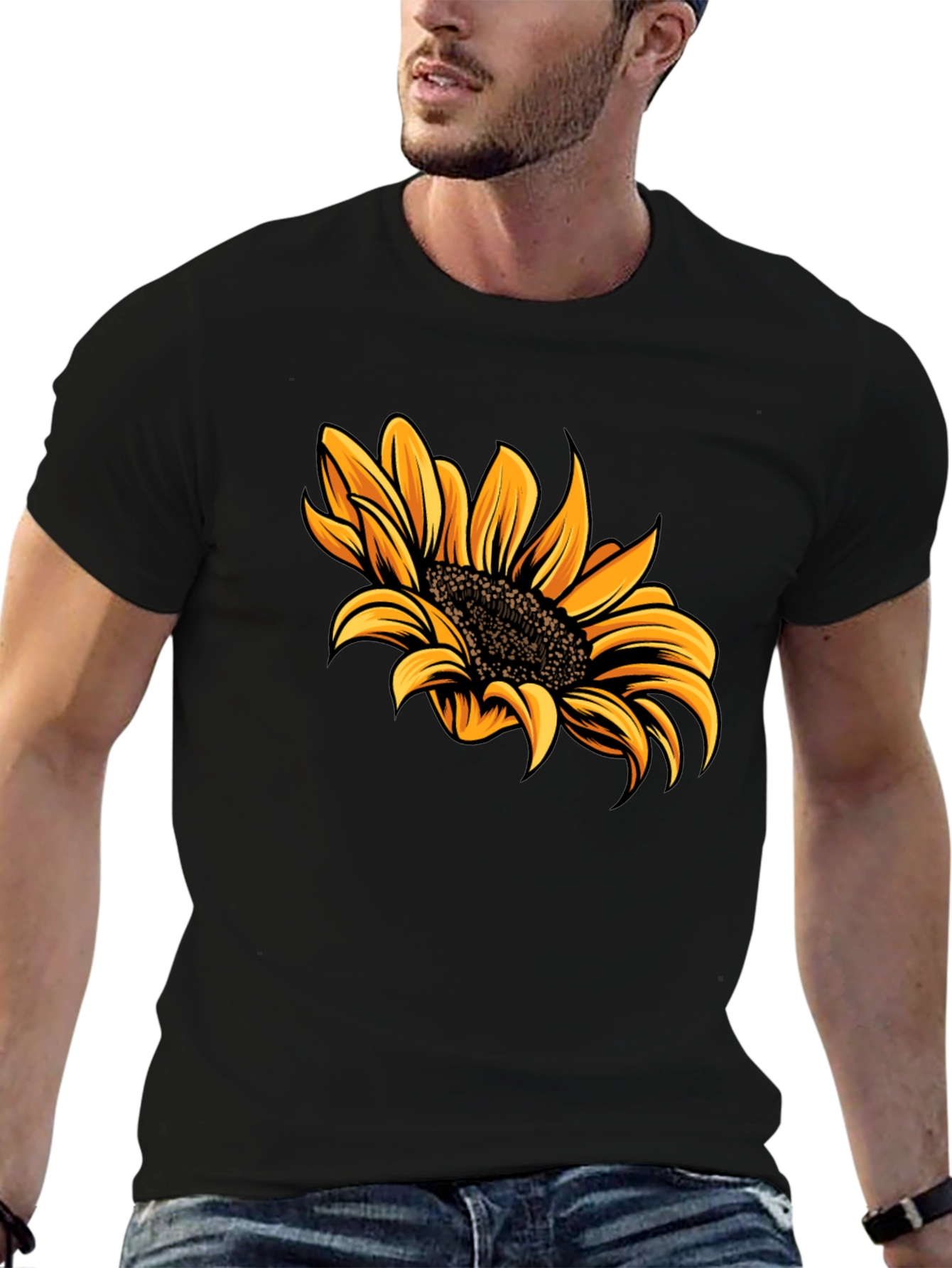 Sunflower Graphic Tee - Trendy Black T-Shirt