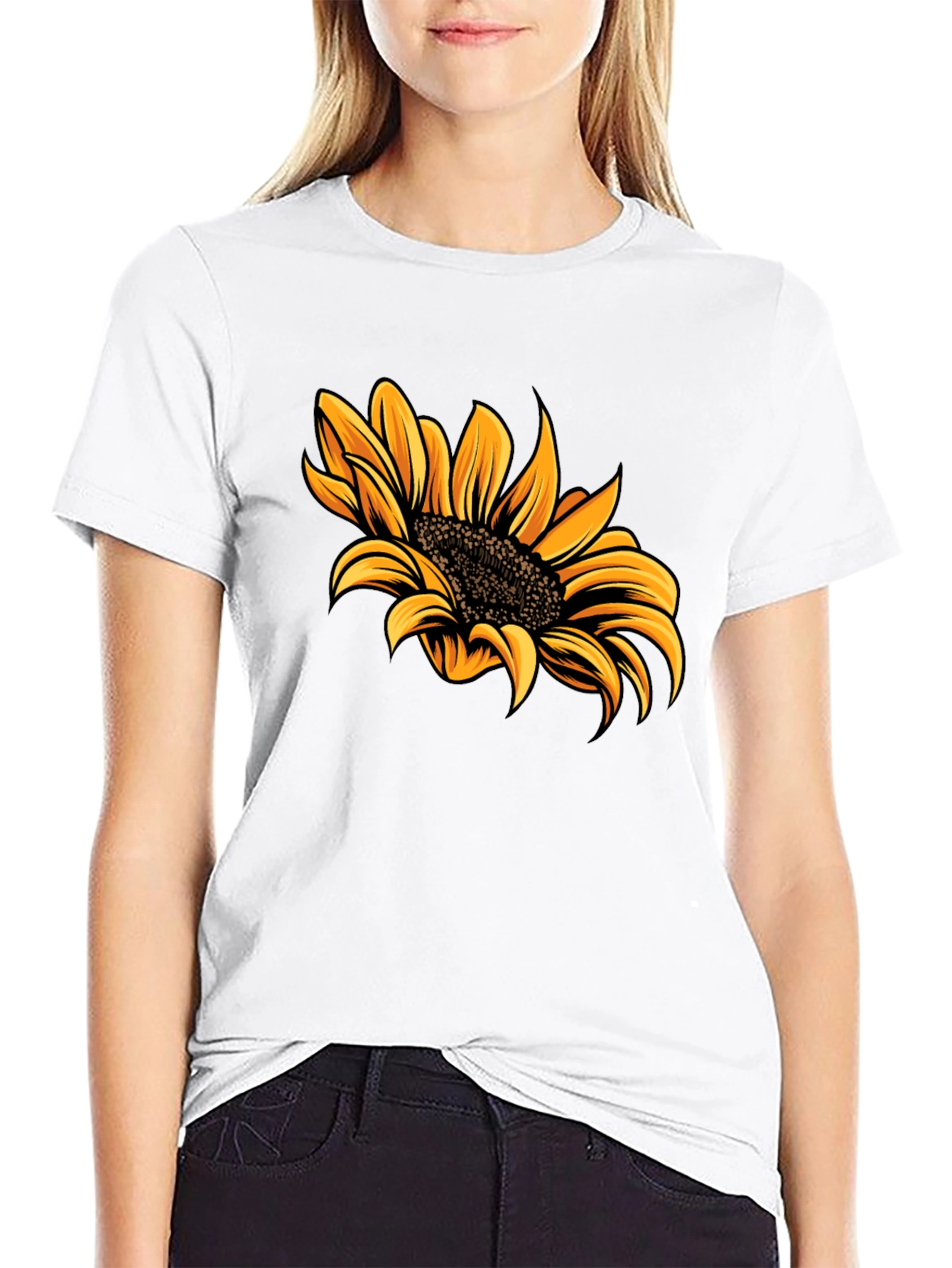 Sunflower Graphic Tee - Trendy Black T-Shirt