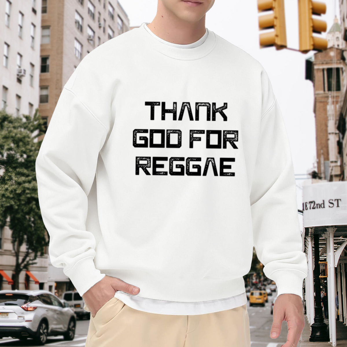 Thank God For Reggae Crewneck Sweatshirt - Music Lover Rasta Bob Marley Pullover