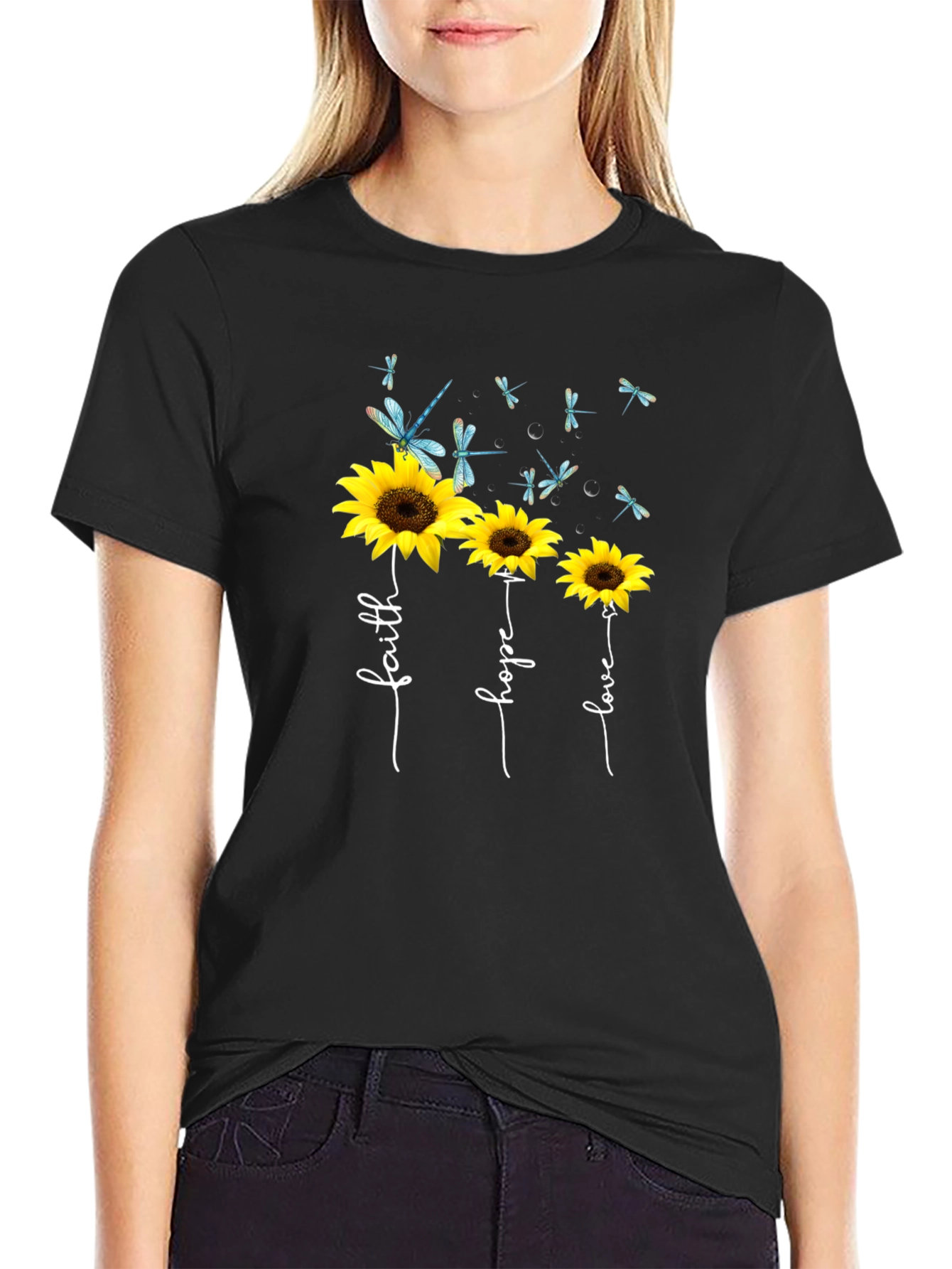 Faith Hope Love Sunflower Graphic Tee