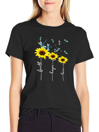 Faith Hope Love Sunflower Graphic Tee