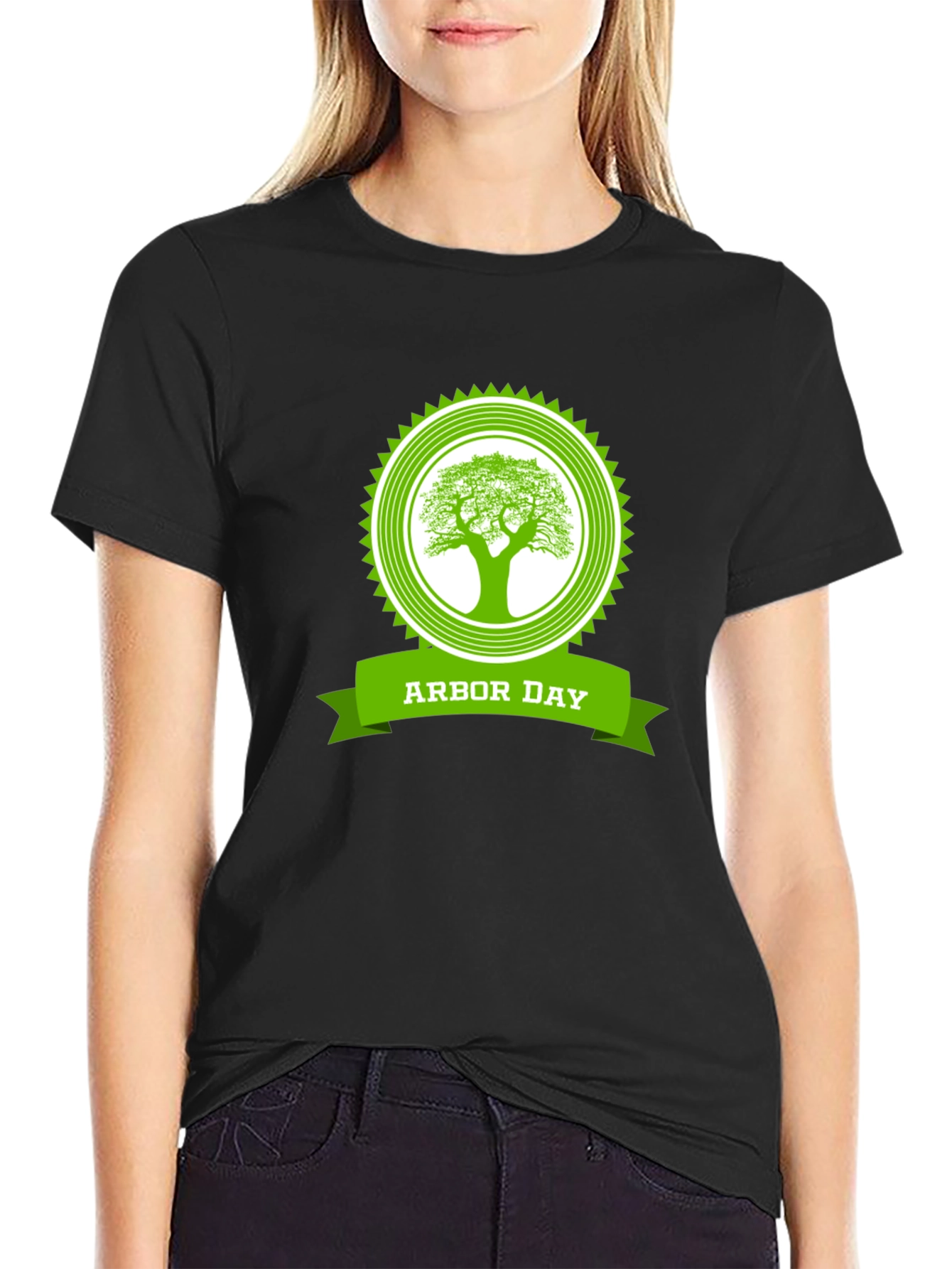 Arbor Day Tree Graphic Black T-Shirt