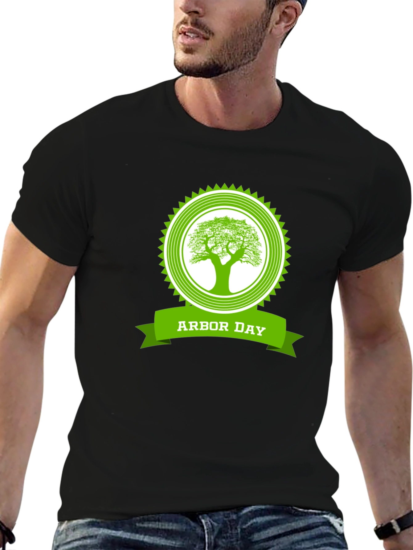 Arbor Day Tree Graphic Black T-Shirt