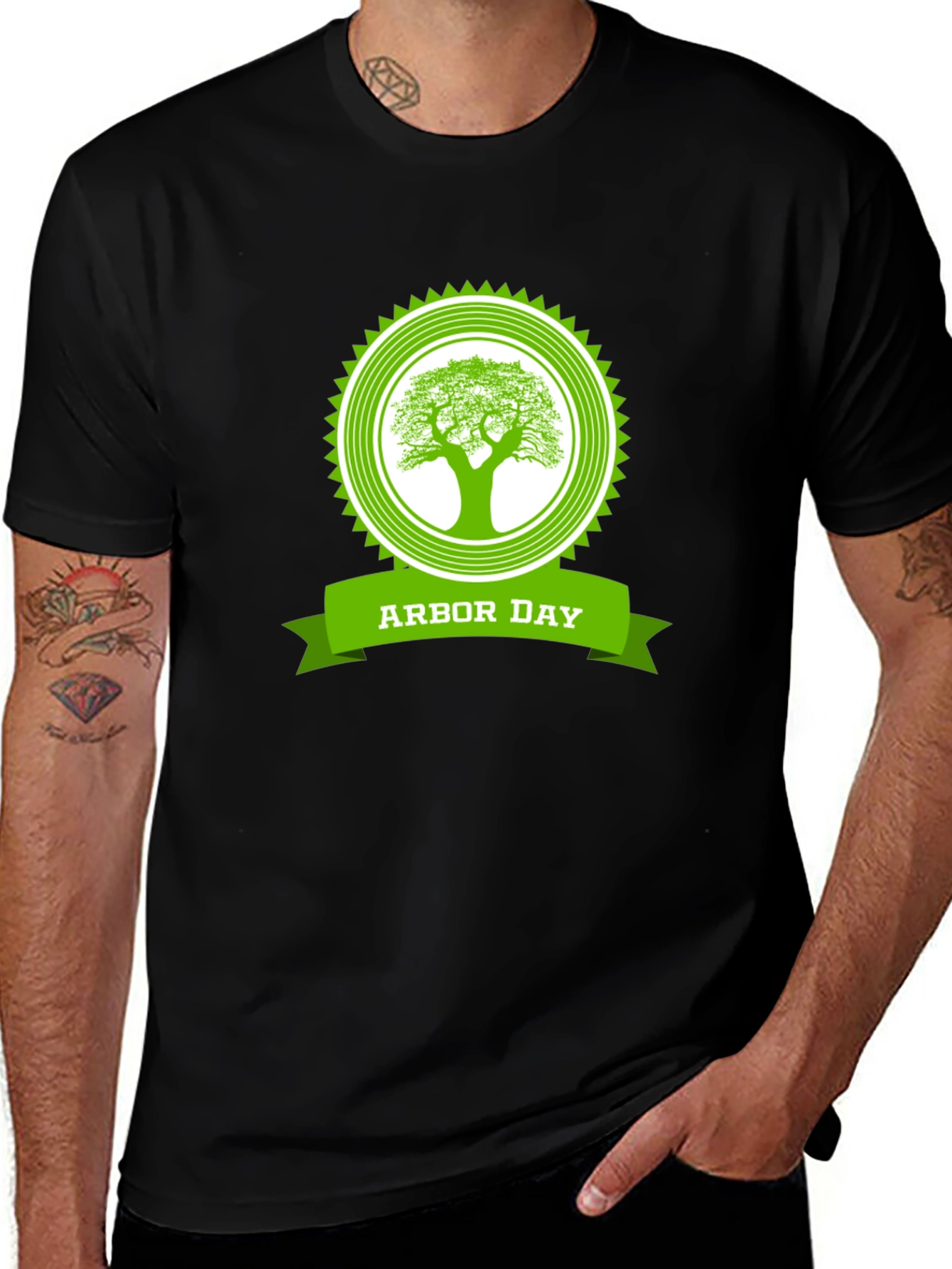 Arbor Day Tree Graphic Black T-Shirt