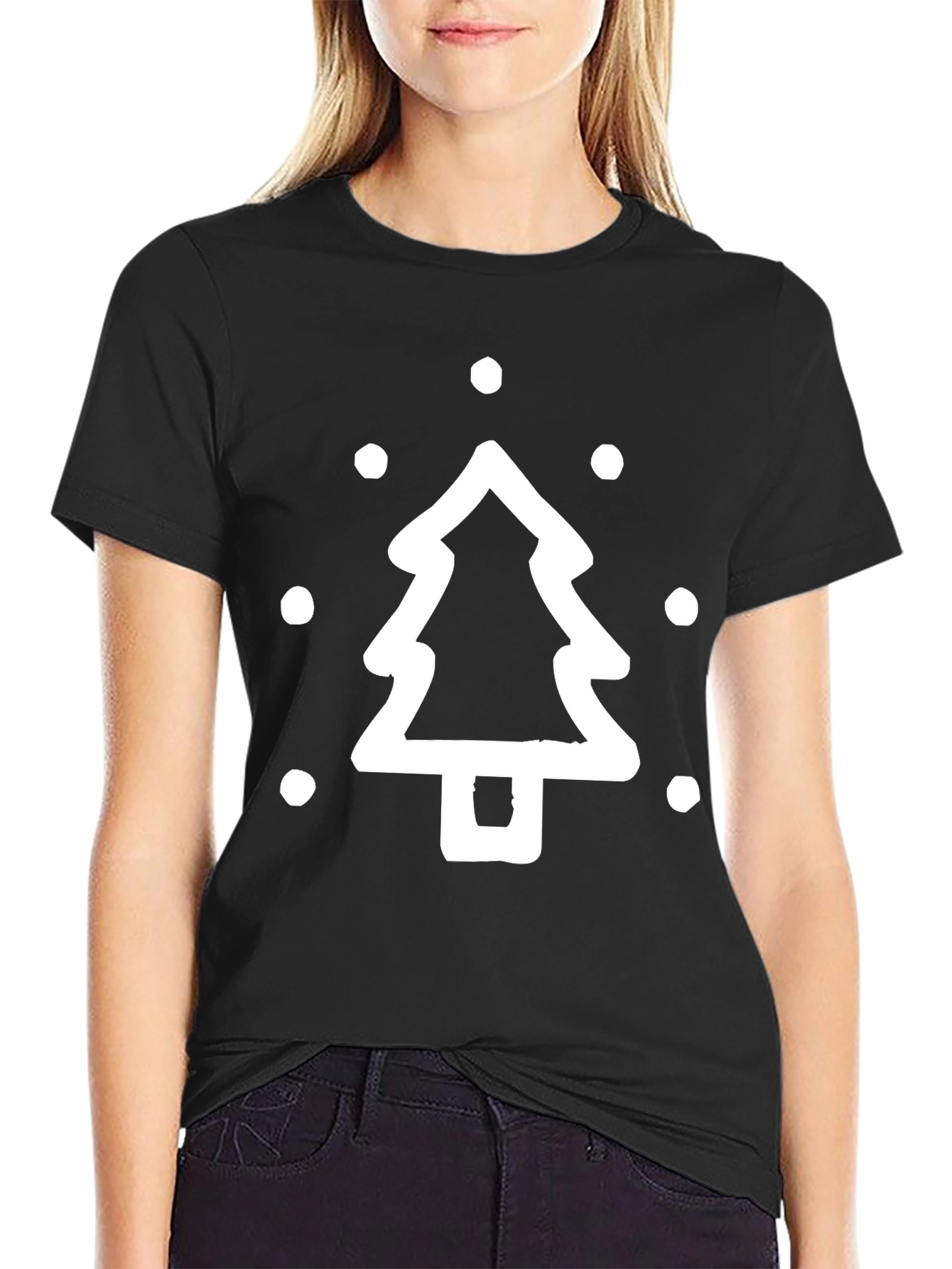 Christmas Tree Graphic Tee - Black Holiday Shirt
