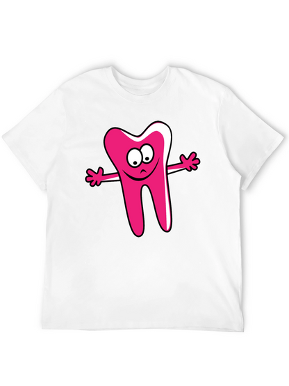 Cartoon Tooth Graphic Tee - Unisex Black T-Shirt