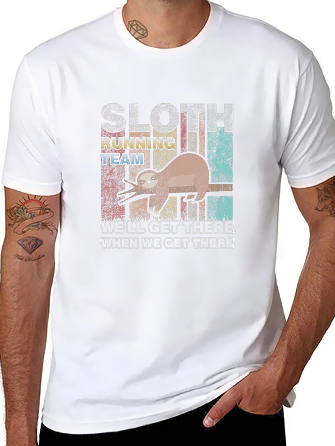 Sloth Running Team Graphic T-Shirt - Funny Novelty Tee