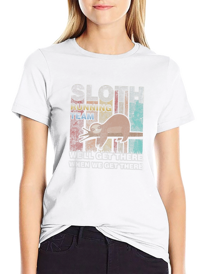 Sloth Running Team Graphic T-Shirt - Funny Novelty Tee
