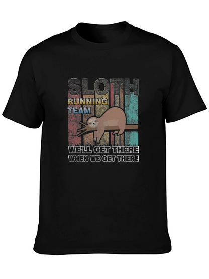 Sloth Running Team Graphic T-Shirt - Funny Novelty Tee