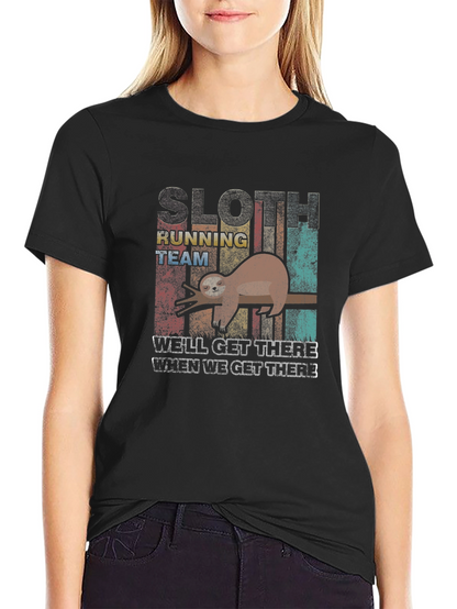 Sloth Running Team Graphic T-Shirt - Funny Novelty Tee