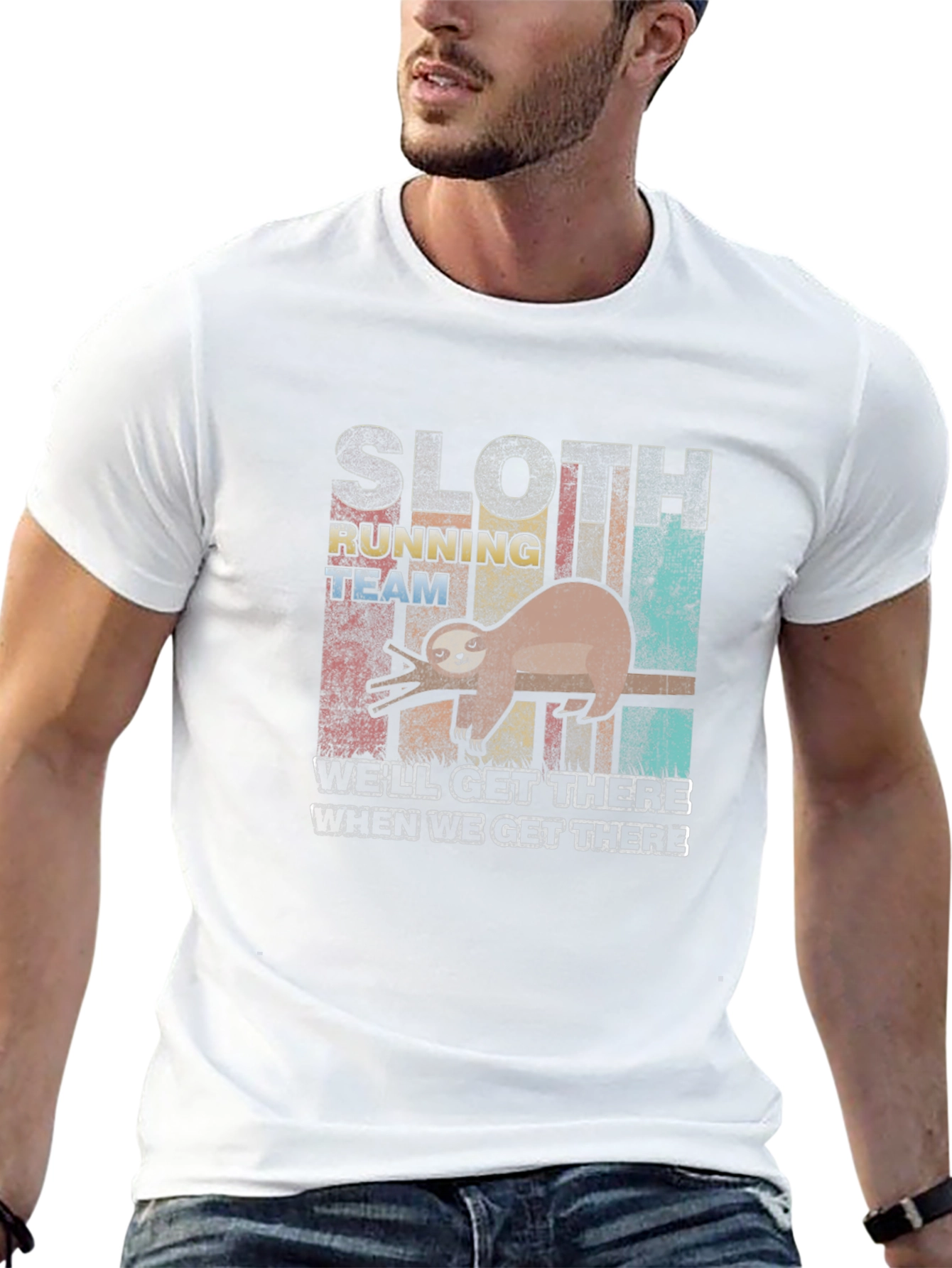 Sloth Running Team Graphic T-Shirt - Funny Novelty Tee
