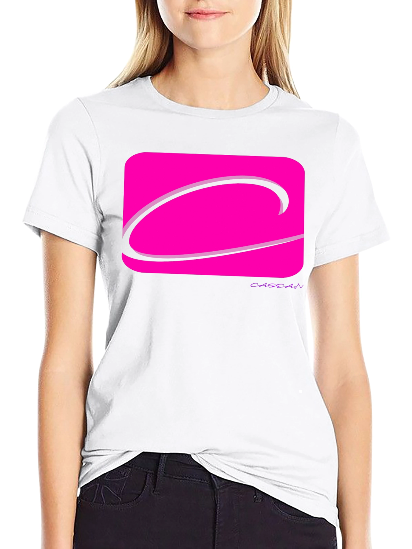 Modern Graphic Tee - Pink Logo Black T-Shirt