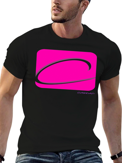 Modern Graphic Tee - Pink Logo Black T-Shirt