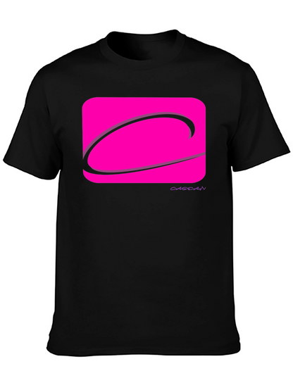 Modern Graphic Tee - Pink Logo Black T-Shirt