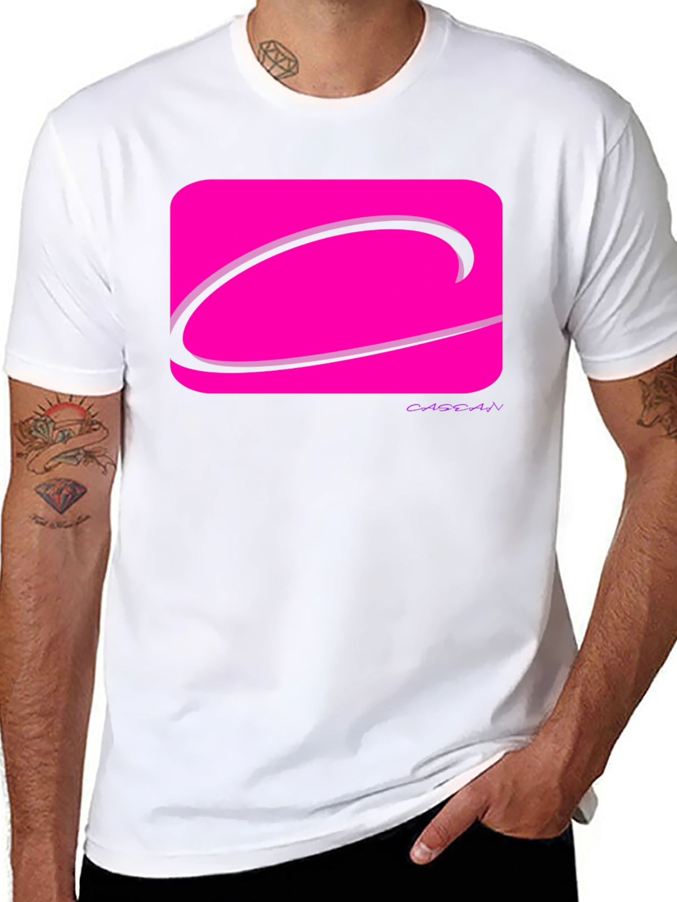 Modern Graphic Tee - Pink Logo Black T-Shirt