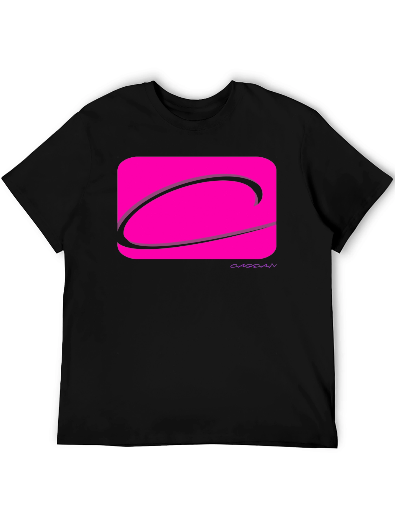 Modern Graphic Tee - Pink Logo Black T-Shirt