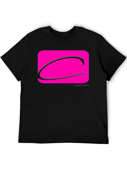 Modern Graphic Tee - Pink Logo Black T-Shirt