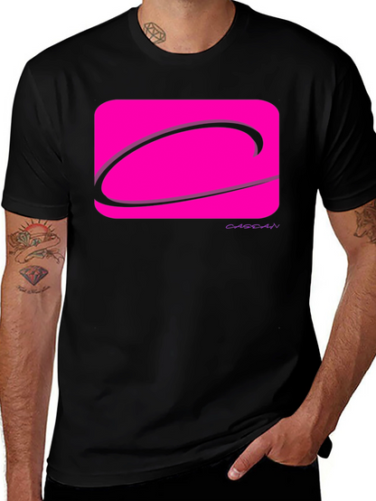 Modern Graphic Tee - Pink Logo Black T-Shirt