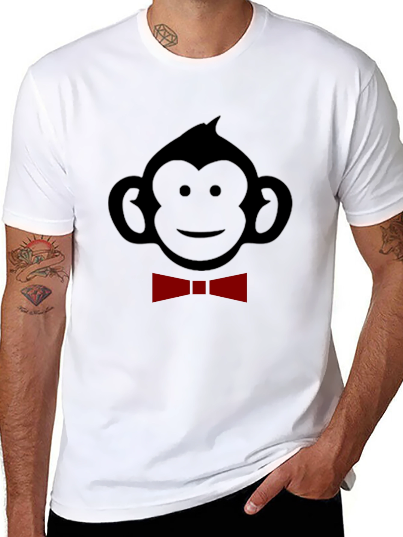 Monkey Bow Tie Graphic Tee - Black